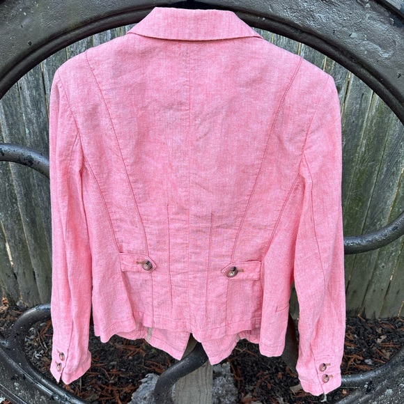 🎉HP🎉 Anthropologie Women's EUC Pink Coral Salmon Linen Blazer (Size 4) - Picture 2 of 7